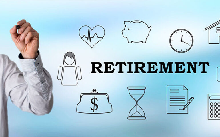 Retirement concept of the future drawn by a businessman
