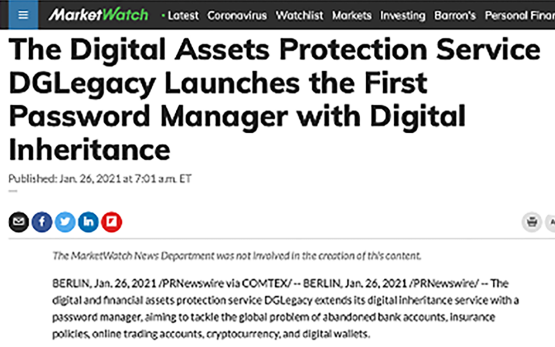 DGLegacy’s Password Manager featured in MarketWatch