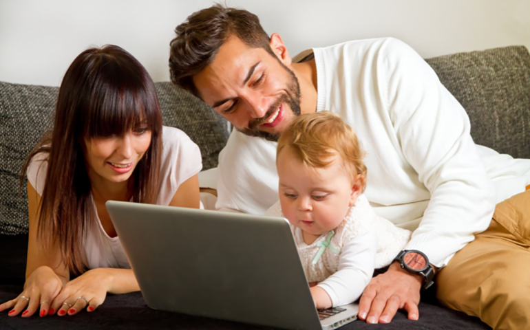 Family with a kid setting up a life insurance protection