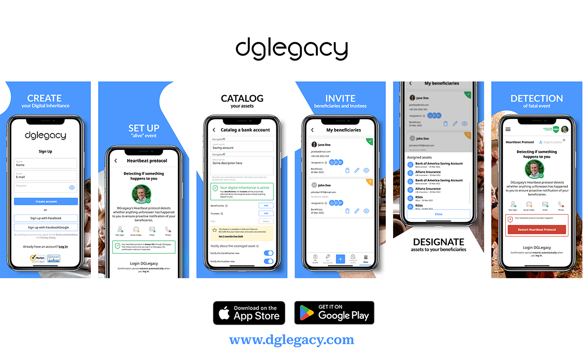 App Store / Google Play Screenshots of the DGLegacy App